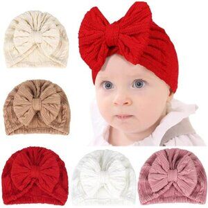 Newborn Baby Girl Hats 0 to 24 Months Cotton Linen Bow Infant Baby Shower Gift